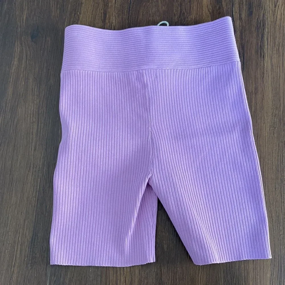Purple Ribbed Bike Shorts - Picture 4 of 4